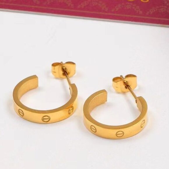 18K Gold Plated Mini Hoop Nail Earrings – Waterproof, Tarnish-Proof - Picture 1 of 8